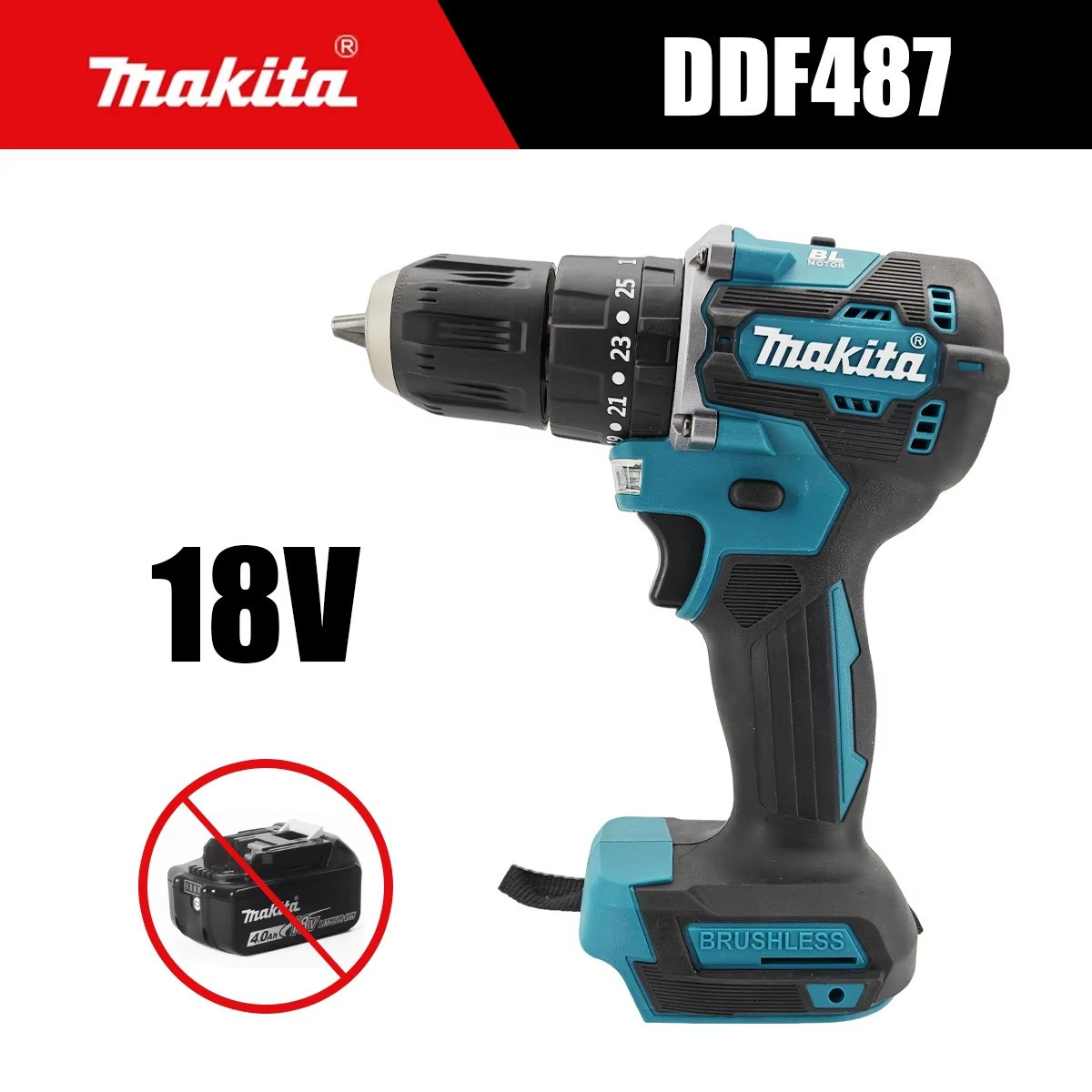 18V Brushless Cordless Drill Driver For Makita | DDF487 Type Bare Unit - Image 3