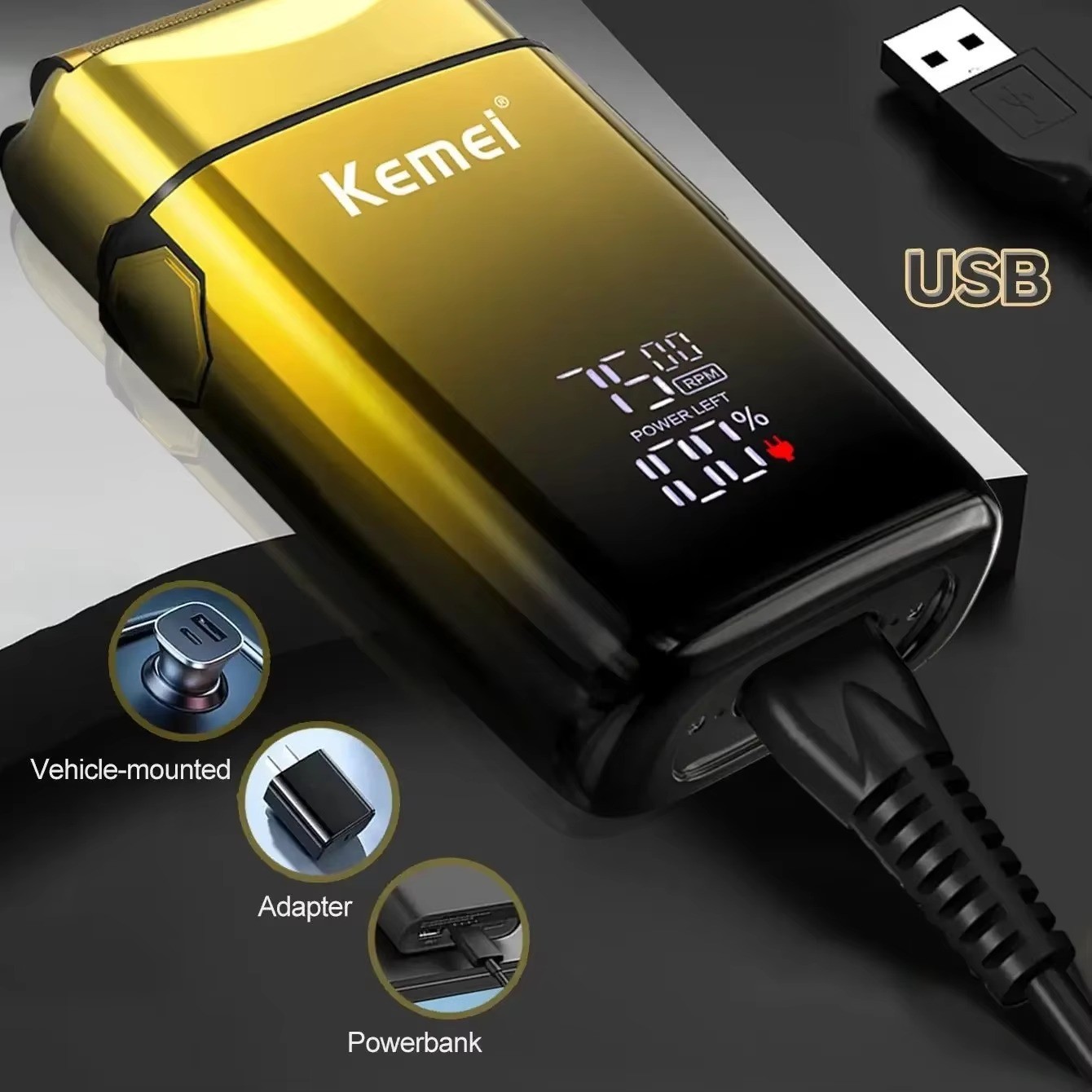 KEMEI Electric Shaver Razor Foil LCD Beard Trimmer Cordless Rechargeable KM-TX10 - Image 5