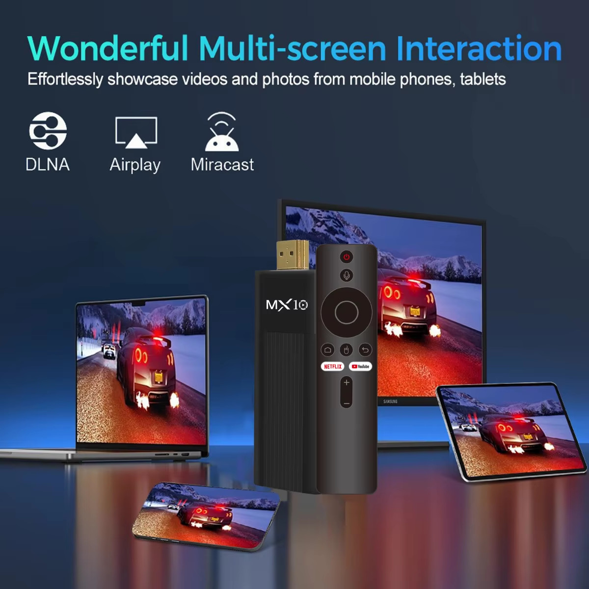MX10-F3 Android TV Stick Media Player 2GB 16GB Dual Band WiFi Quad Core - Image 3