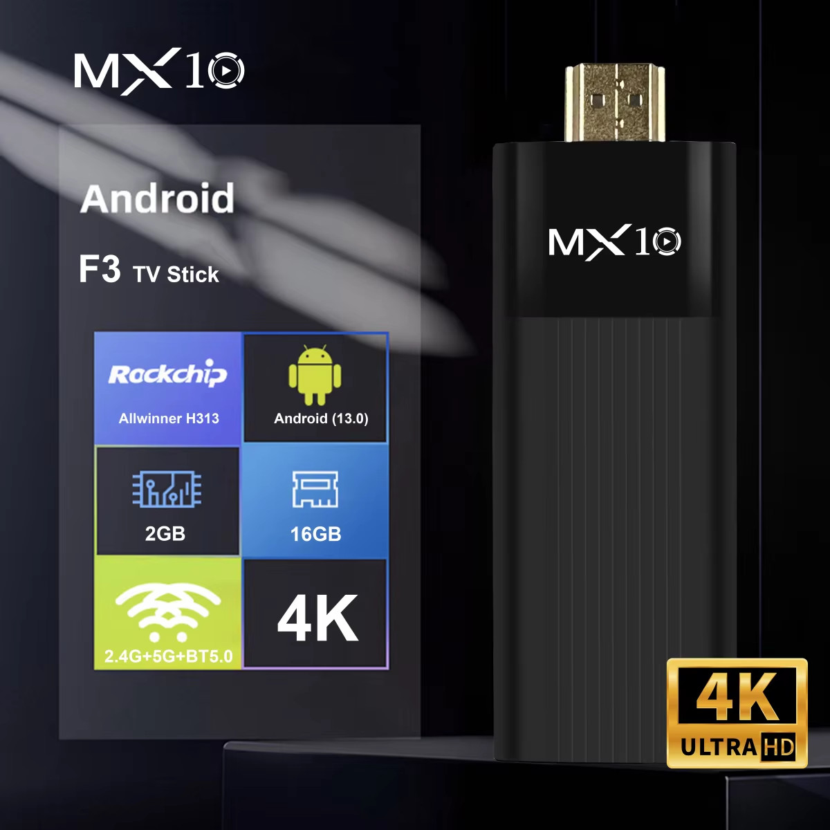 MX10-F3 Android TV Stick Media Player 2GB 16GB Dual Band WiFi Quad Core - Image 4